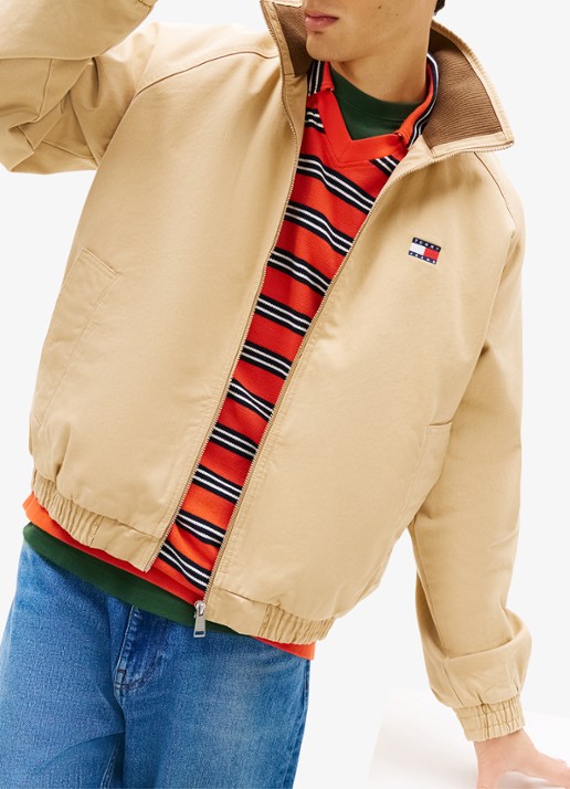 Tommy Hilfiger Bomberjack met logoborduring en steekzakken - detail 4 lichtbruin