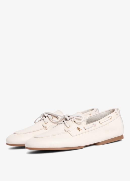 Tommy Hilfiger Bootschoen van leer met logo - detail 4 beige