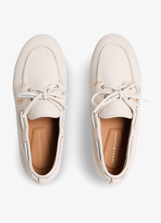 Tommy Hilfiger Bootschoen van leer met logo - detail 5 beige
