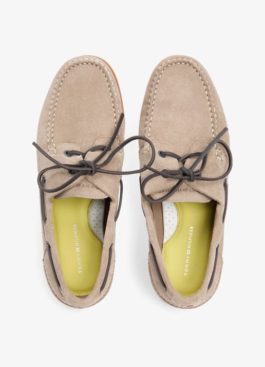 Tommy Hilfiger Bootschoen van suède met logo - detail 3 beige
