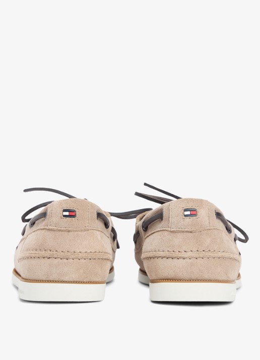 Tommy Hilfiger Bootschoen van suède met logo - voorkant 2 beige