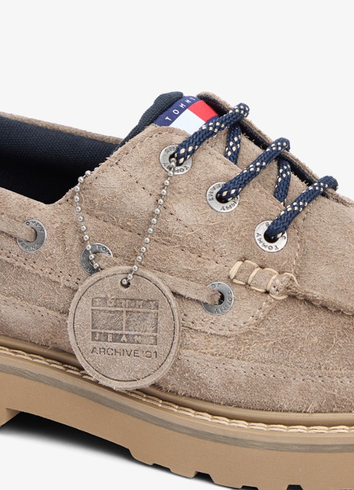 Tommy Hilfiger Bootschoen van suède - detail 6 lichtbruin