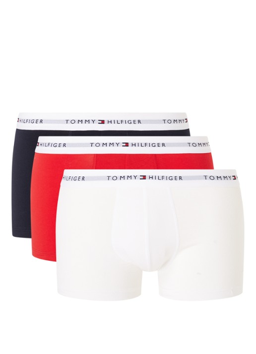 Tommy Hilfiger Boxershorts met logoband in 3-pack    - voorkant 3 wit