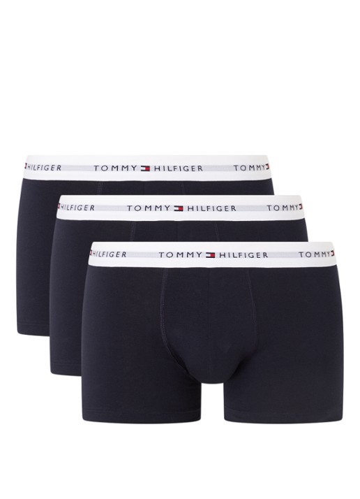 Tommy Hilfiger Boxershorts met logoband in 3-pack    - voorkant 3 donkerblauw