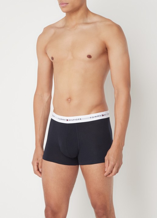 Tommy Hilfiger Boxershorts met logoband in 3-pack    - voorkant 4 donkerblauw