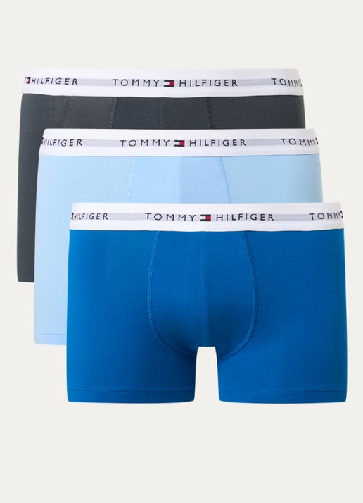 Tommy Hilfiger Boxershorts met logoband in 3-pack    - voorkant 2 blauwgrijs