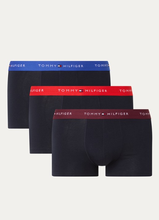 Tommy Hilfiger Boxershorts met logoband in 3-pack - voorkant kobaltblauw