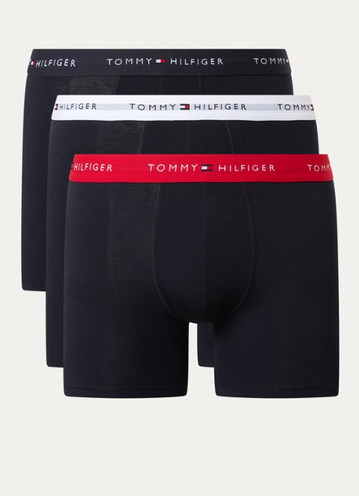 Tommy Hilfiger Boxershorts met logoband in 3-pack - voorkant 3 donkerblauw