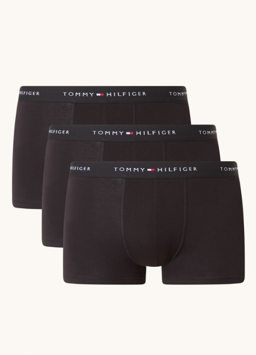 Tommy Hilfiger Boxershorts met logoband in 3-pack - voorkant diepzwart