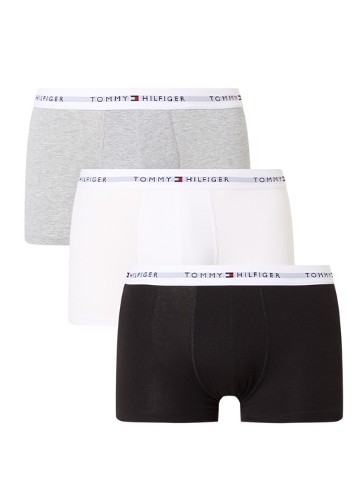 Tommy Hilfiger Boxershorts met logoband in 3-pack    - voorkant 2 grijsmele