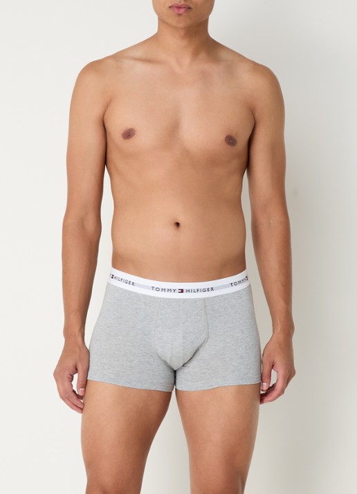 Tommy Hilfiger Boxershorts met logoband in 3-pack    - voorkant 3 grijsmele