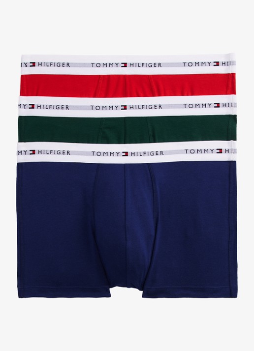 Tommy Hilfiger Boxershorts met logoband in 3-pack    - voorkant 3 donkergroen