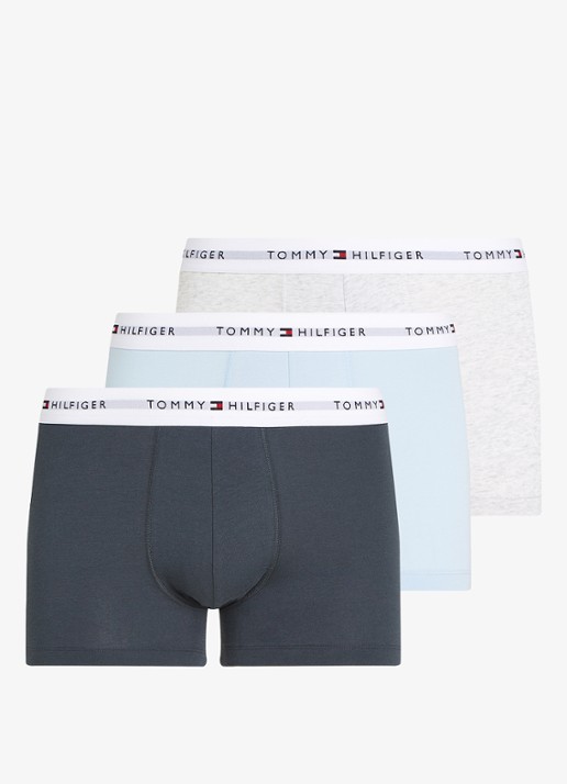 Tommy Hilfiger Boxershorts met logoband in 3-pack    - voorkant 3 lichtblauw