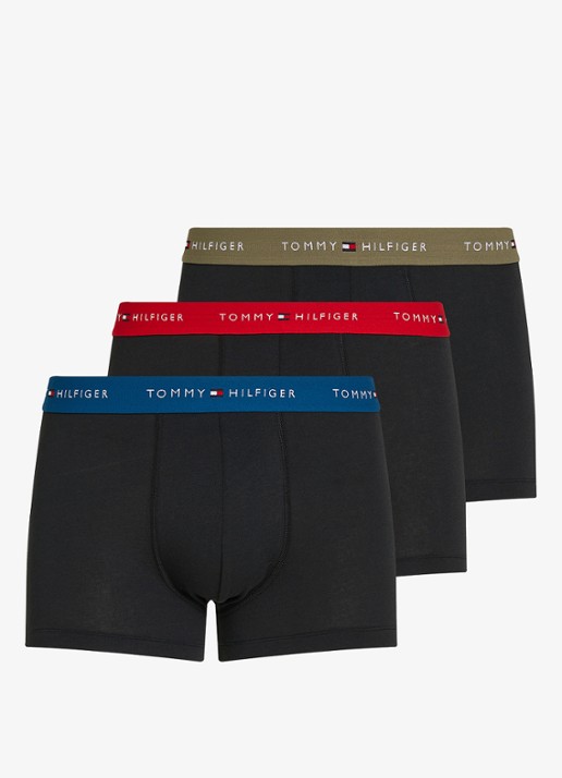 Tommy Hilfiger Boxershorts met logoband in 3-pack - voorkant 3 koraalrood
