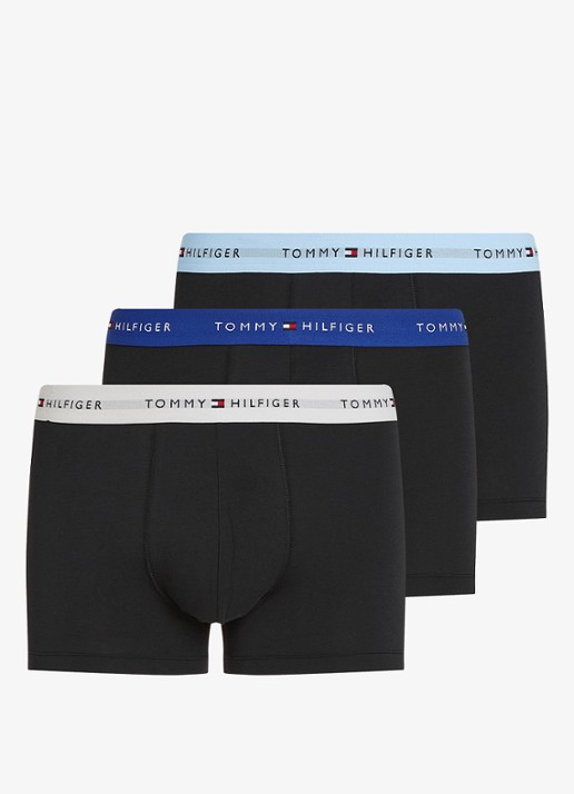 Tommy Hilfiger Boxershorts met logoband in 3-pack - voorkant 3 staalblauw