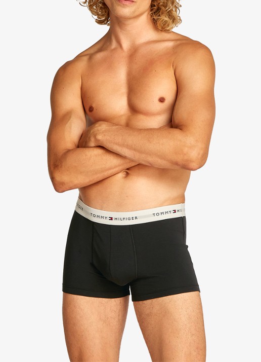 Tommy Hilfiger Boxershorts met logoband in 3-pack - voorkant 4 staalblauw