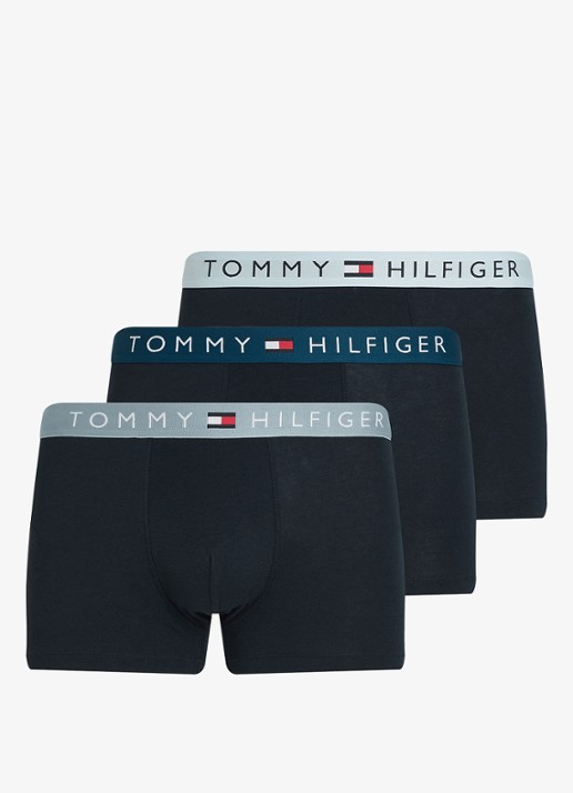 Tommy Hilfiger Boxershorts met logoband in 3-pack - voorkant 2 donkerblauw
