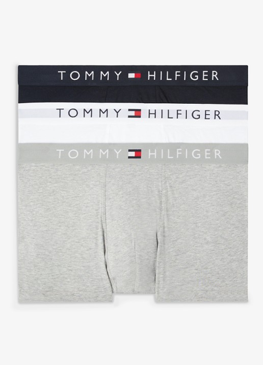 Tommy Hilfiger Boxershorts met logoband in 3-pack - voorkant grijs