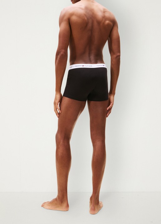 Tommy Hilfiger Boxershorts met logoband in 3-pack    - achterkant 4 blk/drk ash/wdg blu-0tu / zwart