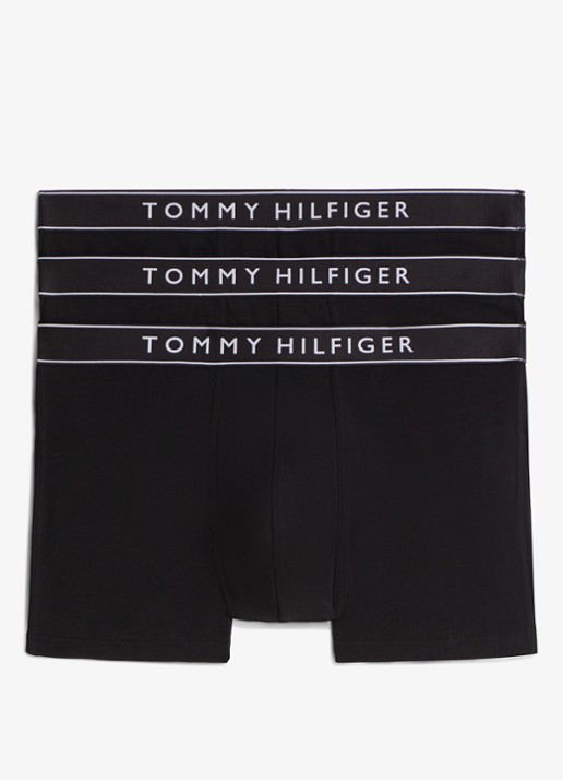Tommy Hilfiger Boxershorts met logoband in 3-pack - voorkant zwart