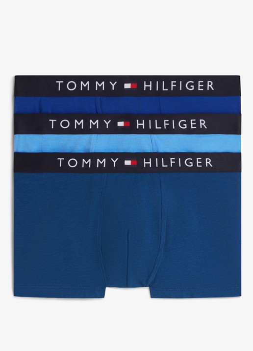 Tommy Hilfiger Boxershorts met logoband in 3-pack - voorkant blauw
