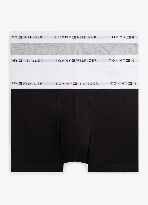 Tommy Hilfiger Boxershorts met logoband in 3-pack - voorkant 4 grey heather/black/white-0xo