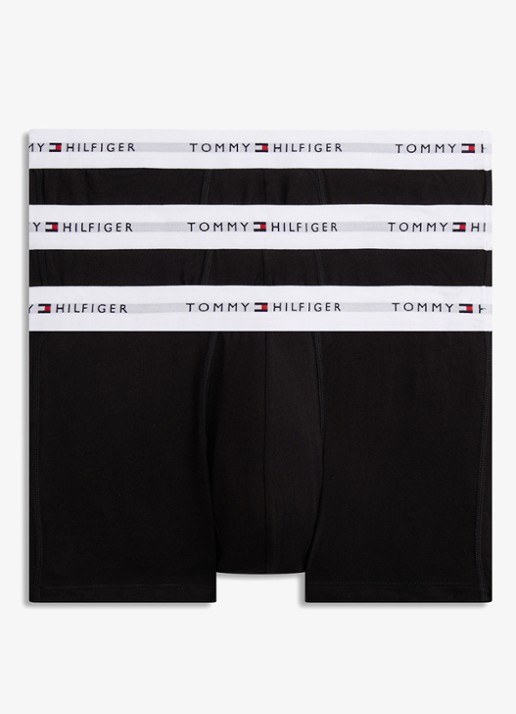 Tommy Hilfiger Boxershorts met logoband in 3-pack - voorkant zwart