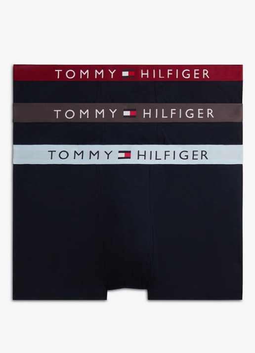 Tommy Hilfiger Boxershorts met logoband in 3-pack - voorkant 6 donkerblauw
