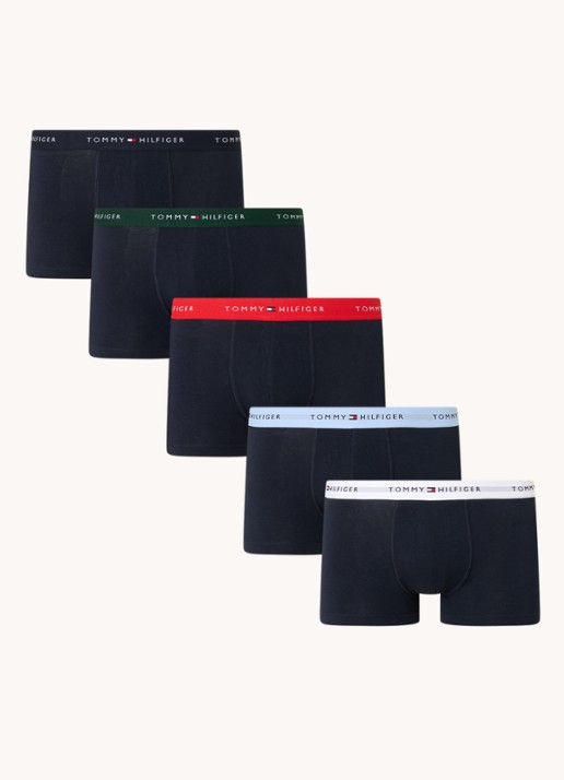 Tommy Hilfiger Boxershorts met logoband in 5-pack - voorkant 2 zwart