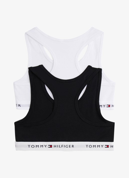 Tommy Hilfiger Bralette met logoband in 2-pack - voorkant 3 zwart