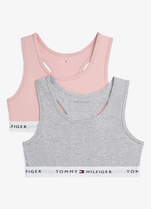Tommy Hilfiger Bralette met logoband in 2-pack - voorkant 2 roze