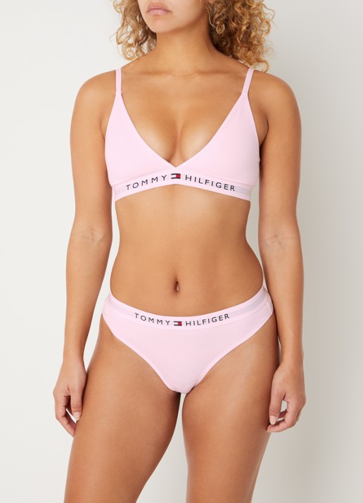 Tommy Hilfiger Bralette met logoband - voorkant 4 lichtroze