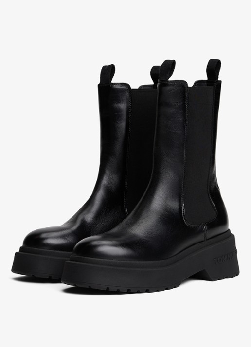 Tommy Hilfiger Chelsea boot van leer - detail zwart