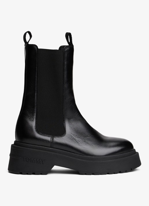 Tommy Hilfiger Chelsea boot van leer - detail 2 zwart
