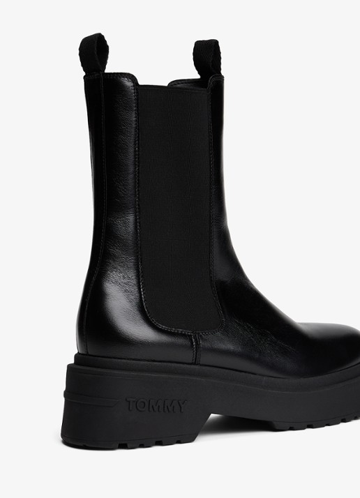 Tommy Hilfiger Chelsea boot van leer - detail 3 zwart