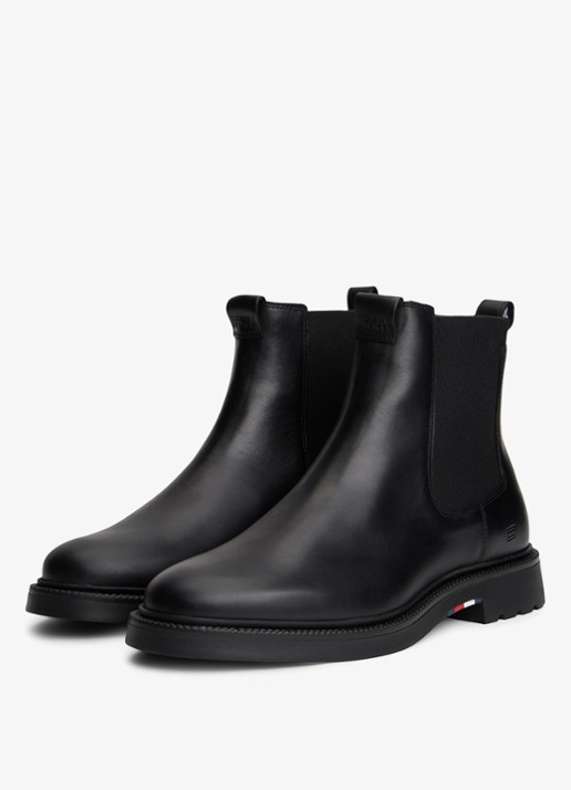 Tommy Hilfiger Chelsea boot van leer - detail zwart