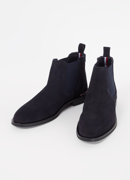 Tommy Hilfiger Chelsea boot van suède - detail 2 donkerblauw