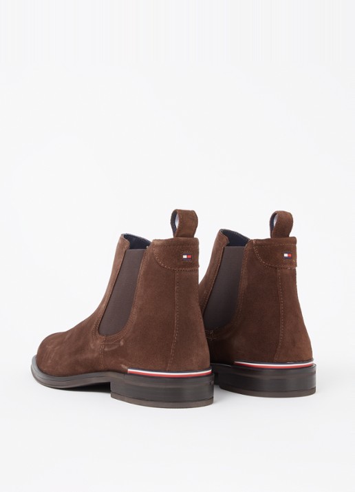 Tommy Hilfiger Chelsea boot van suède - detail 2 donkerbruin