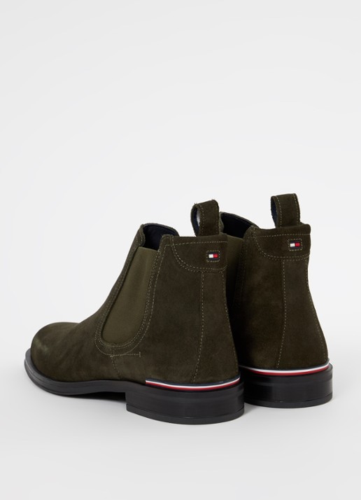 Tommy Hilfiger Chelsea boot van suède - achterkant 4 bronsgroen