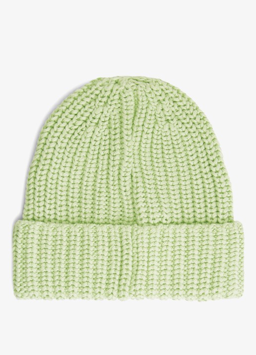 Tommy Hilfiger Chunky Rib-Knit Logo Beanie - achterkant lindegroen