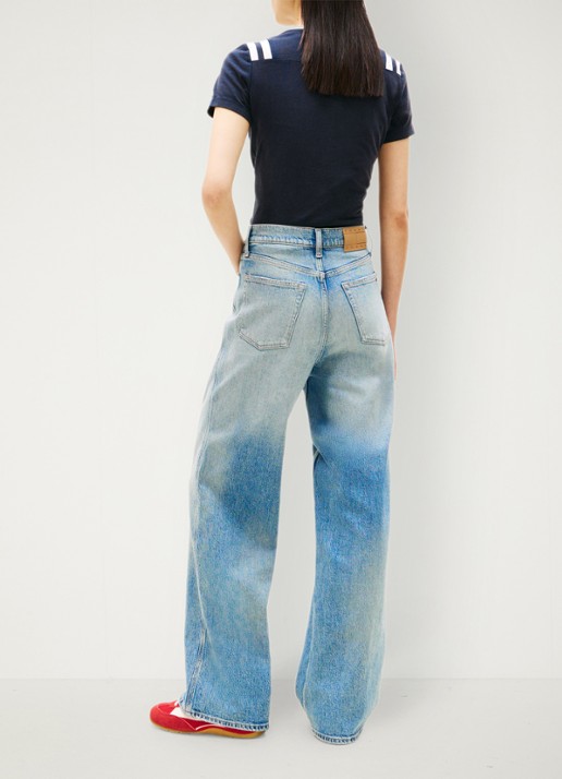 Tommy Hilfiger Claire high waist wide leg jeans met medium wassing  - achterkant 5 donkerblauw