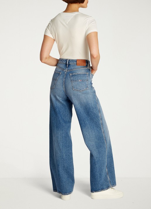 Tommy Hilfiger Claire high waist wide leg jeans met steekzakken - achterkant 6 indigo