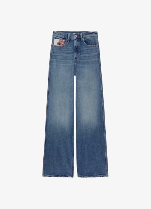 Tommy Hilfiger Claire high waist wide leg jeans met steekzakken - voorkant indigo