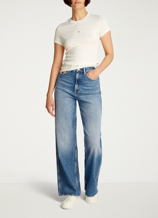 Tommy Hilfiger Claire high waist wide leg jeans met steekzakken - voorkant 2 indigo