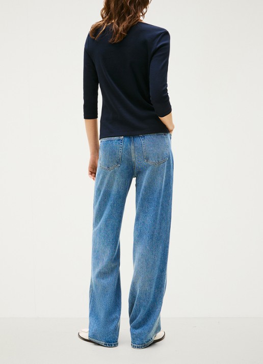 Tommy Hilfiger Cody longsleeve met logoborduring - achterkant 3 donkerblauw