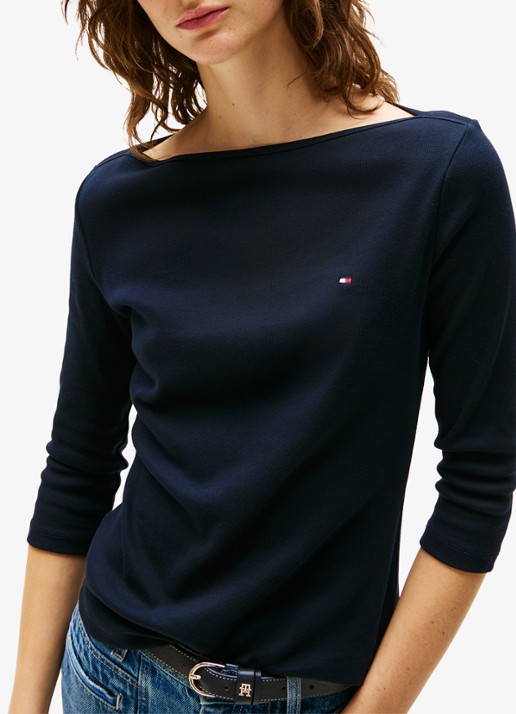 Tommy Hilfiger Cody longsleeve met logoborduring - detail 5 donkerblauw