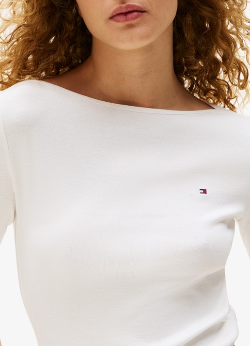 Tommy Hilfiger Cody longsleeve met logoborduring - detail 4 gebroken wit