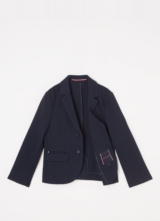 Tommy Hilfiger Colbert van jersey met borstzak  - voorkant 2 donkerblauw