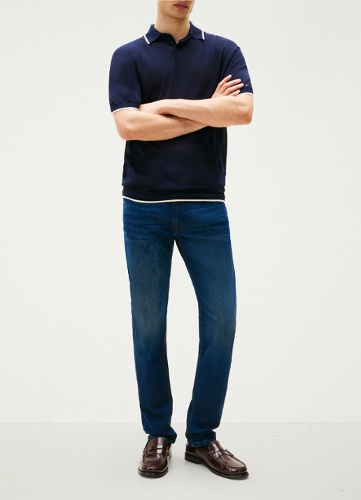 Tommy Hilfiger Core Bleecker slim fit jeans met donkere wassing - voorkant 7 indigo