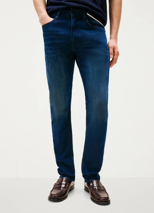 Tommy Hilfiger Core Bleecker slim fit jeans met donkere wassing - detail 4 indigo